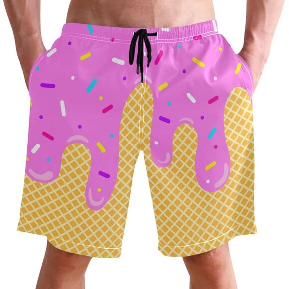 Men's Swim Trunks Quick Dry Swimming Shorts with Mesh Lining and Pocket Pink Chr